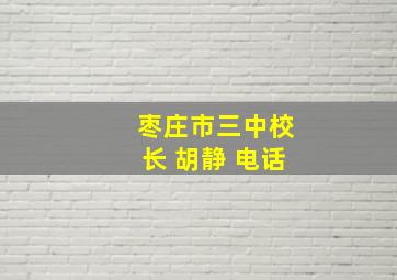 枣庄市三中校长 胡静 电话